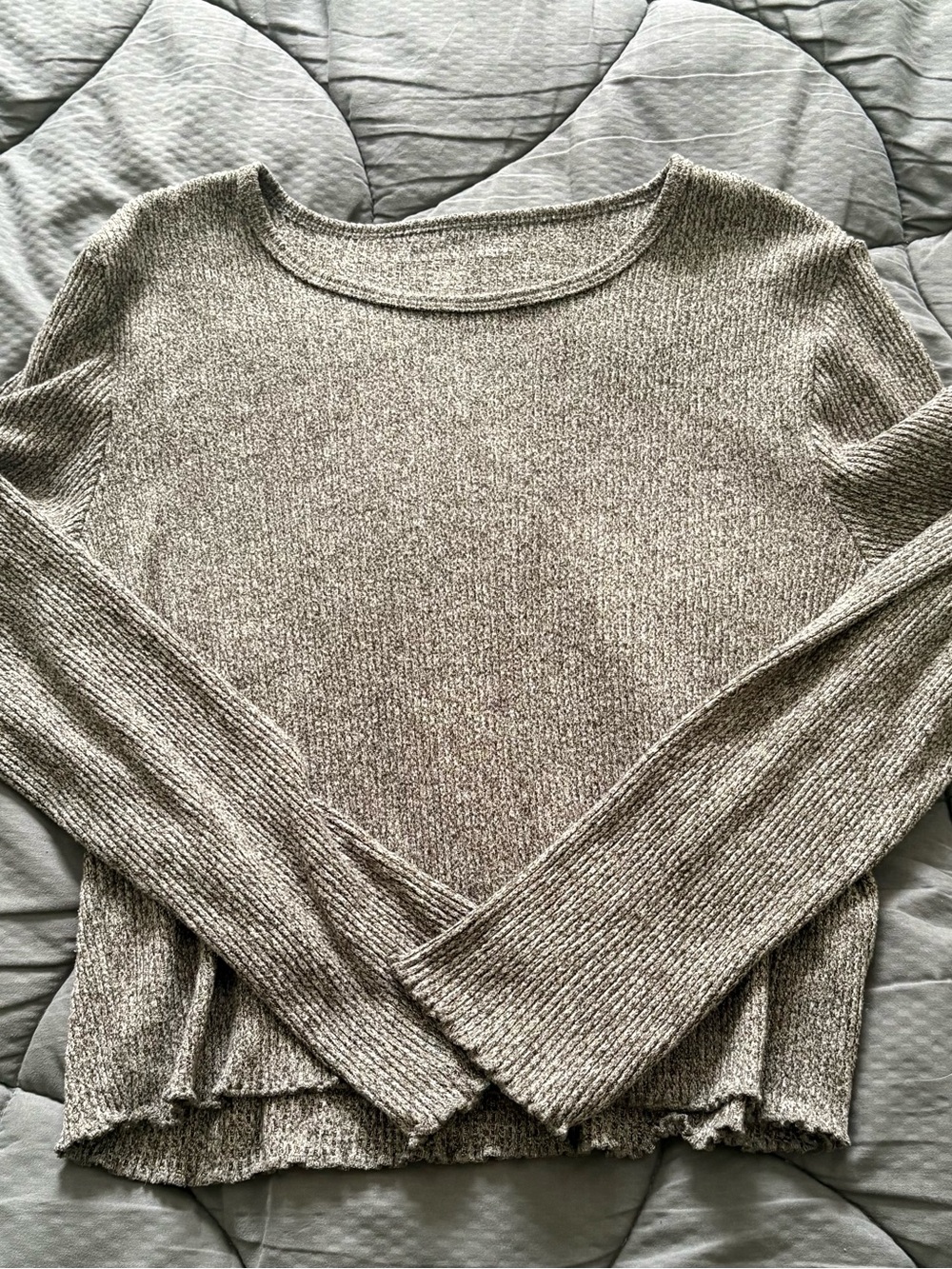 American Eagle Outfitters Heather Gray Knit Crop Sweater